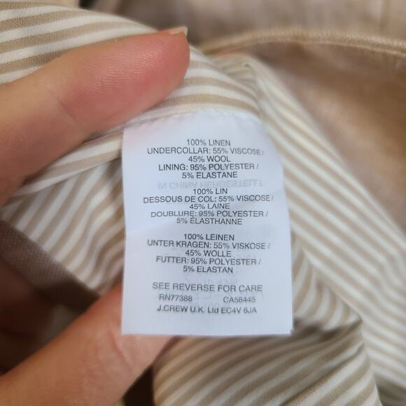 J Crew Womens Campbell Schoolboy Blazer 12 Linen Blend Jacket Beige Tan Nautical - Picture 5 of 11